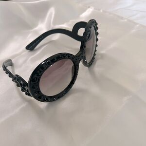 Authentic PRADA Baroque Sunglasses SPR 31P Black Crystals Vintage - PreOwned